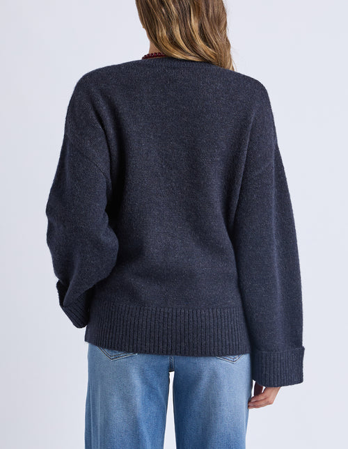 Elm Intersia Heart Knit Jumper Navy