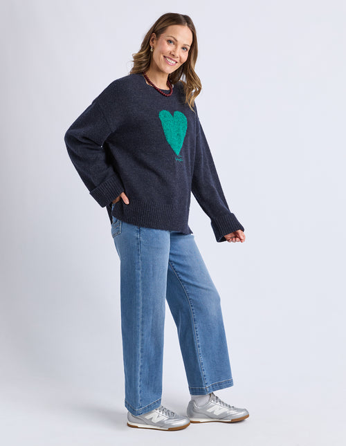 Elm Intersia Heart Knit Jumper Navy