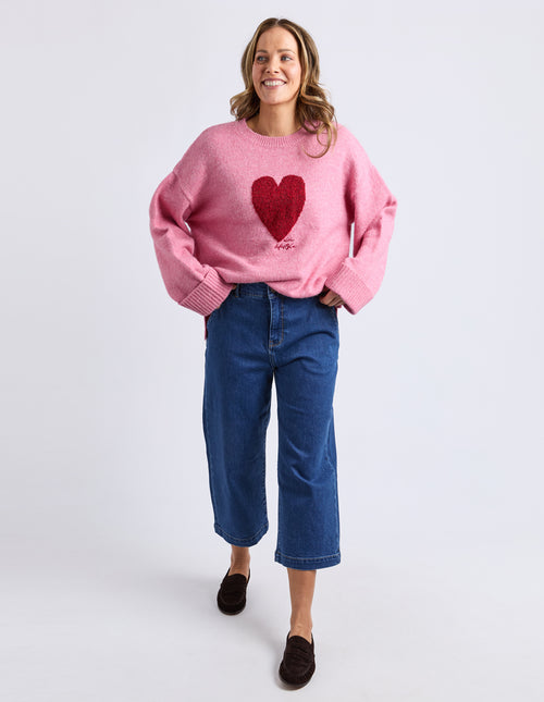 Elm Intersia Heart Knit Jumper Quartz