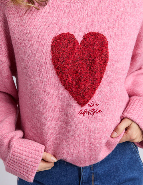 Elm Intersia Heart Knit Jumper Quartz