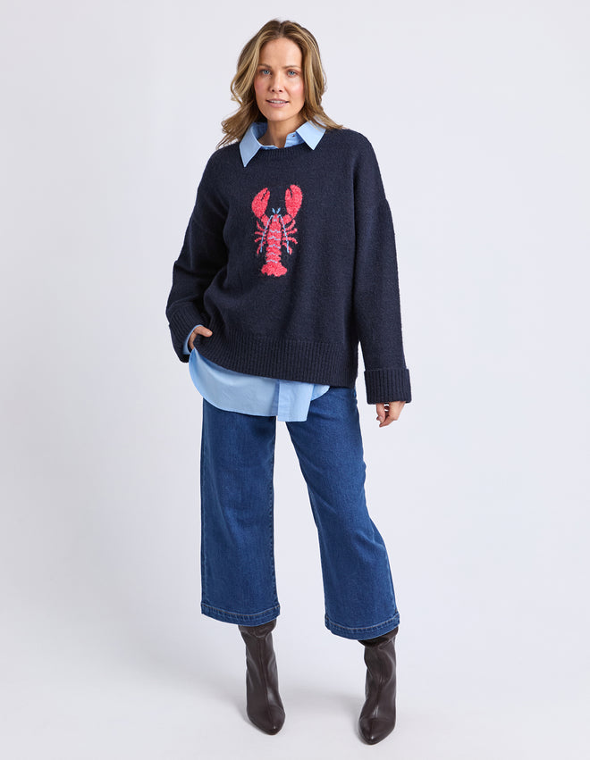 Elm Lobster Intersaid Knit Jumper Navy