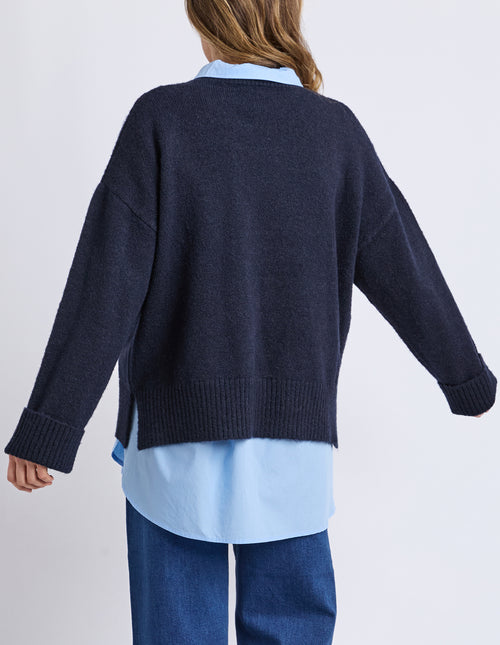 Elm Lobster Intersia Knit Jumper Navy