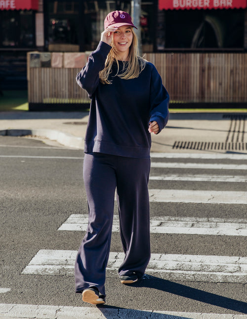 Elm Panel Crew Sweatshirt Midnight Navy