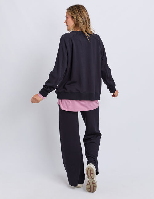 Elm Panel Crew Sweatshirt Midnight Navy