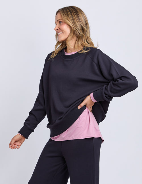 Elm Panel Crew Sweatshirt Midnight Navy