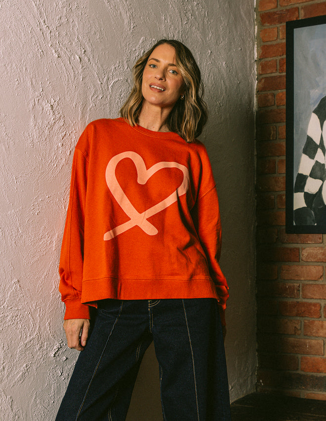 Elm Elin Crew Sweatshirt Orange