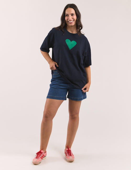 Elm Velvet Heart T Shirt Green