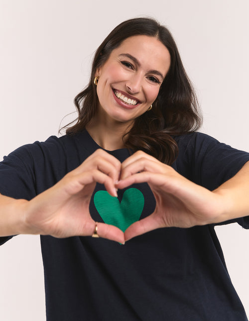 Elm Velvet Heart T Shirt Green