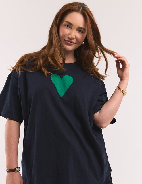 Elm Velvet Heart T Shirt Green