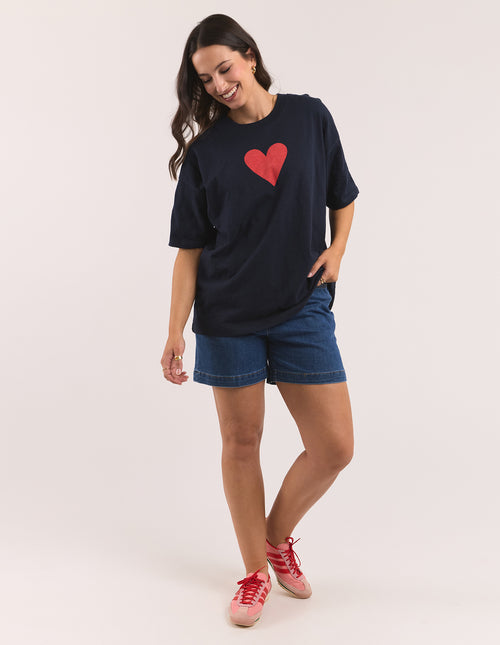 Elm Heart T Shirt Navy