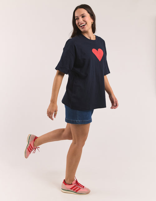 Elm Heart T Shirt Navy