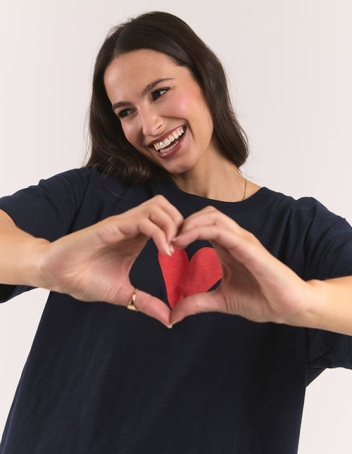 Elm Heart T Shirt Navy