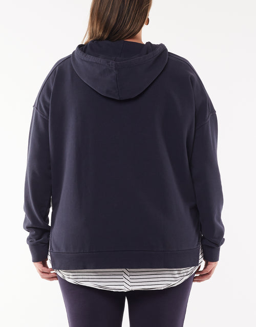 Elm Fundamental Split Hoodie Navy