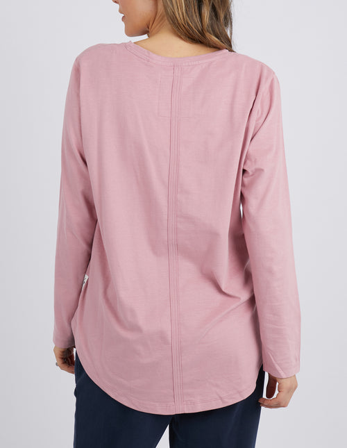 Elm Peachy Long Sleeve V Neck Tee Dusty Pink