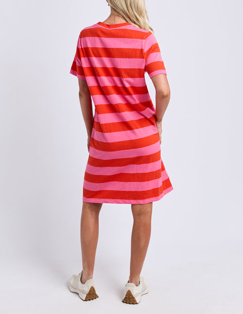 Elm Spritz Stripe Dress Tangerine Pink Stripe