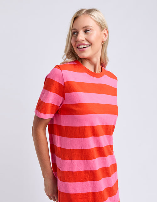 Elm Spritz Stripe Dress Tangerine Pink Stripe