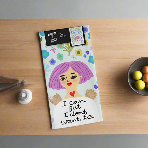 I Can, But I Don't Want To Grumpy Angel Dish Towel