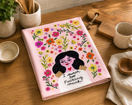 I Swear Too Fucking Much Grumpy Angel Dish Towel