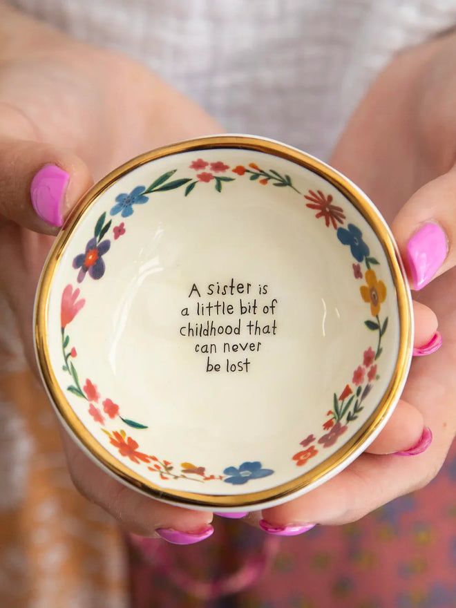 Antiqued Trinket Dish Sister Childhood