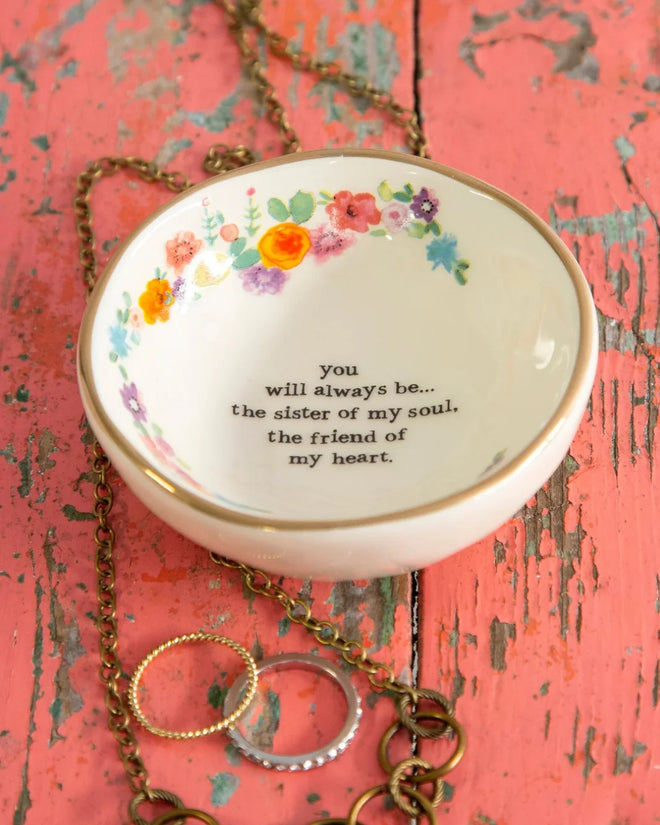 Antiqued Trinket Dish Sister Friend