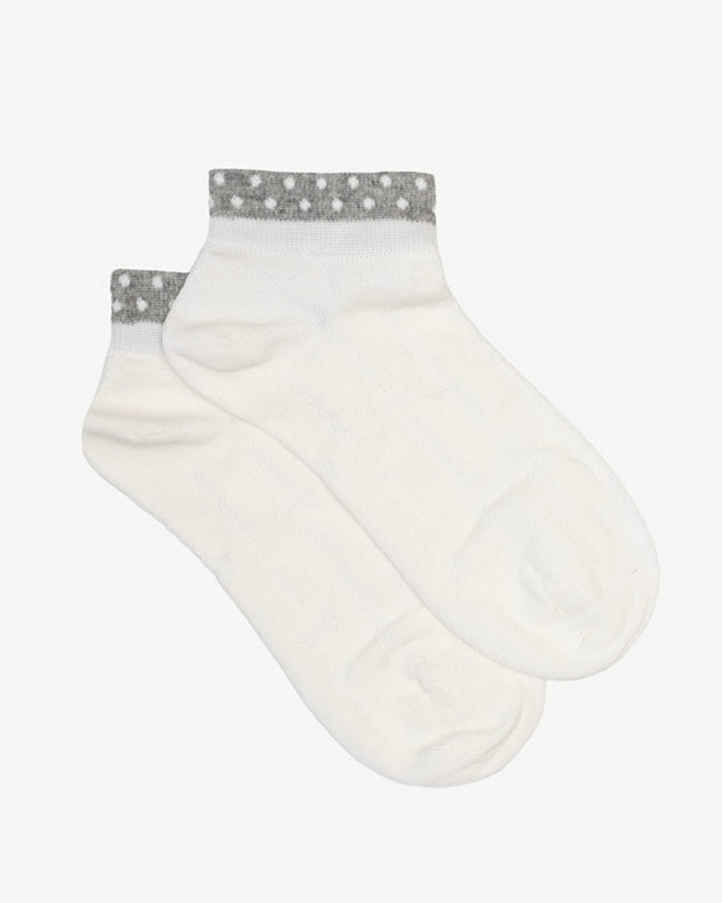 Antler Ankle Socks Dotty Bow Grey Cream