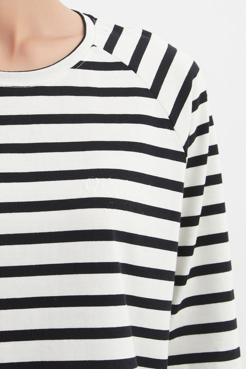 Tirelli Stripe Long Sleeve Weekend T Shirt White/Black