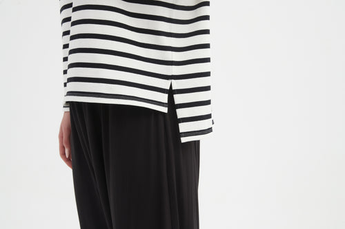 Tirelli Stripe Long Sleeve Weekend T Shirt White/Black
