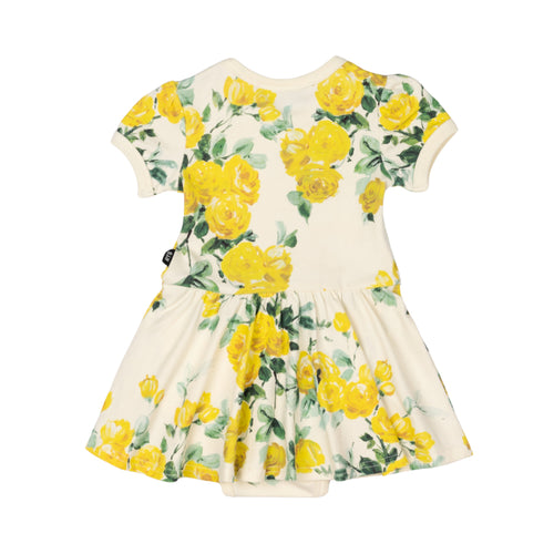 Rock Your Baby Yellow Roses Waisted Dress