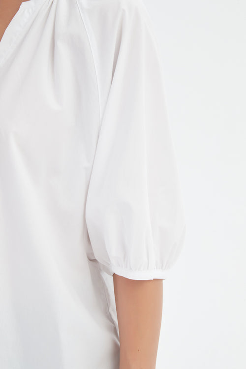 PREORDER - Tirelli Gathered Notch Neck Top White DUE SEPTEMBER