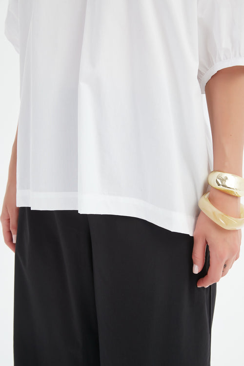 PREORDER - Tirelli Gathered Notch Neck Top White DUE SEPTEMBER