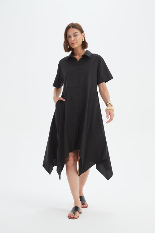 PREORDER - Tirelli Hanky Hem Shirt Dress Black DUE SEPTEMBER
