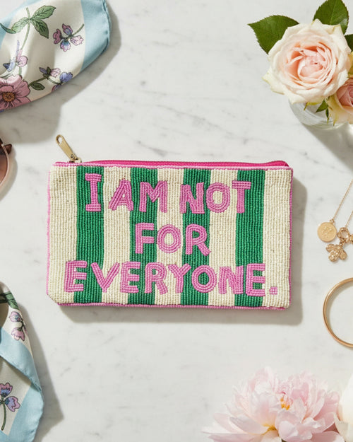 Beaded Purse I Am Not For Everyone Green Pink