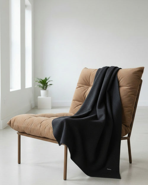 Bemboka Merino Angora Fine Rib Throw Charcoal
