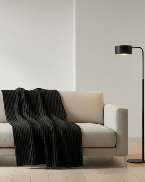 Bemboka Merino Angora Wide Rib Throw Charcoal
