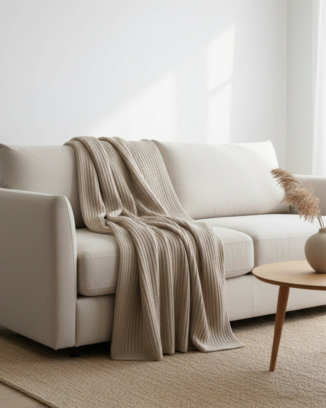 Bemboka Merino Angora Wide Rib Throw Wheat