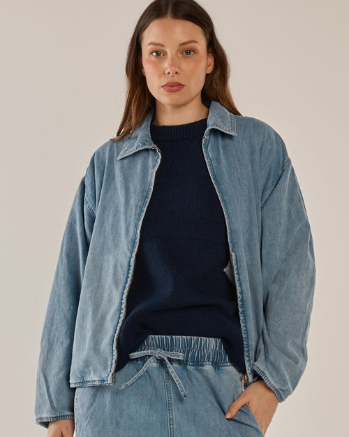 Betty Basics Callie Bomber Jacket Medium Blue