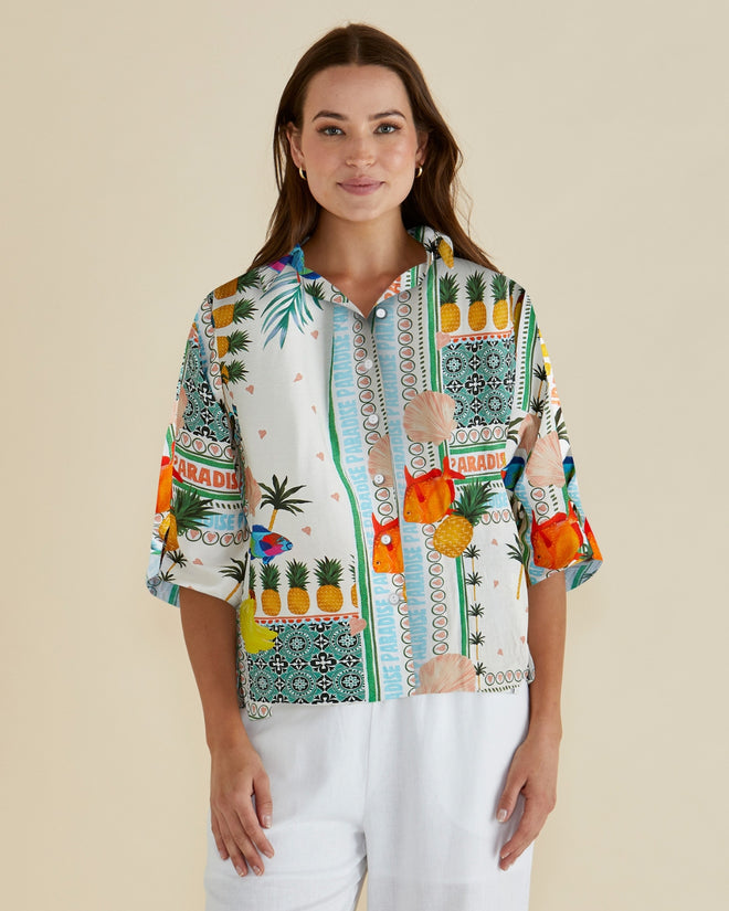 Betty Basics Lynwood Shirt Paradise Print