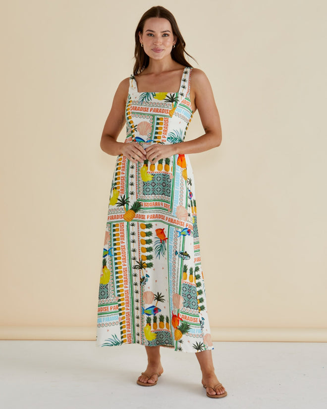 Betty Basics Tegan Paradise Print Midi Dress