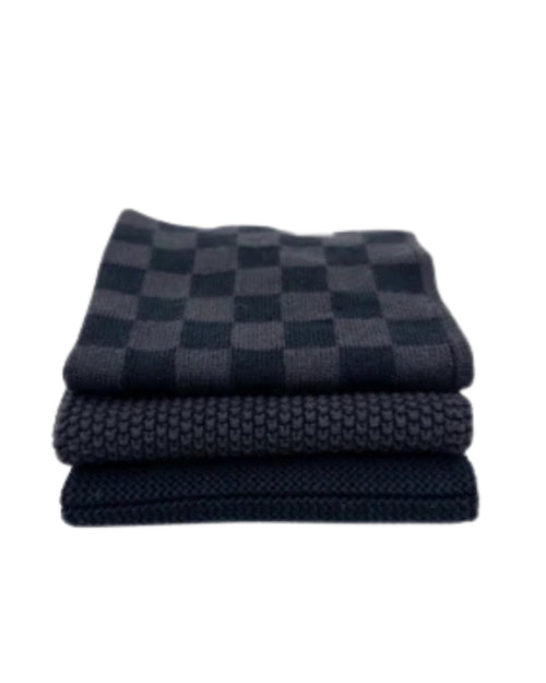 Dishcloth Variety 3 Pack Poppy Seed Chequer