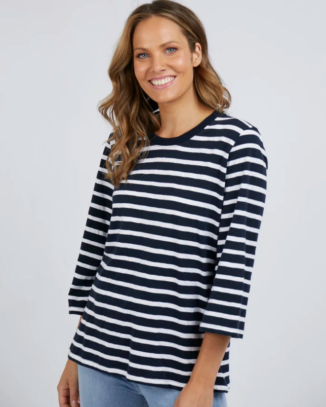 Elm Amelie Stripe 3/4 Sleeve Top Saphire