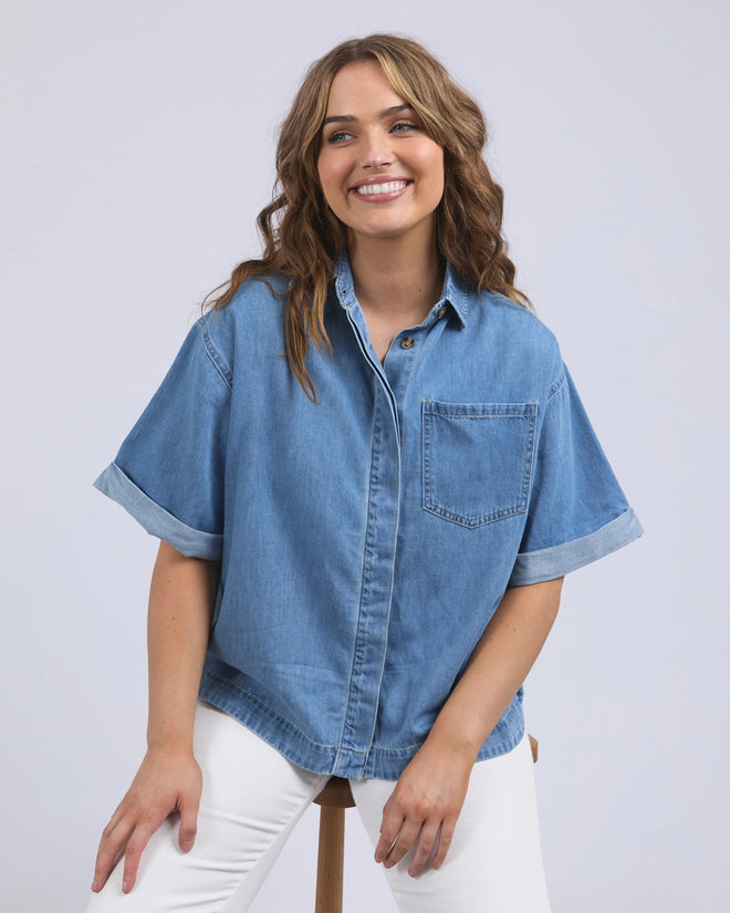 Elm Annika Short Sleeve Denim Shirt