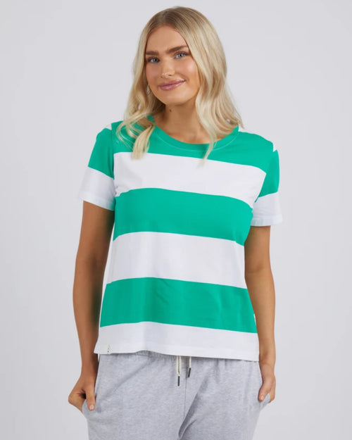 Elm Block Stripe Tee Bright Green