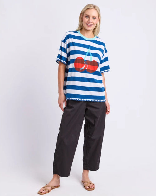 Elm Cherry T Shirt China Blue Stripe