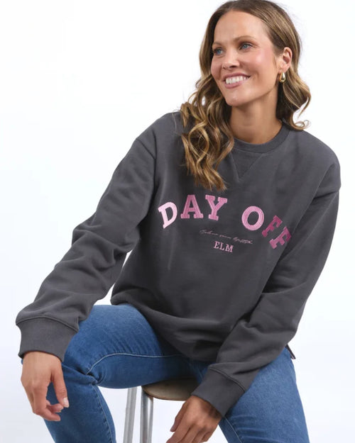 Elm Day Off Crew Sweatshirt Washed Black