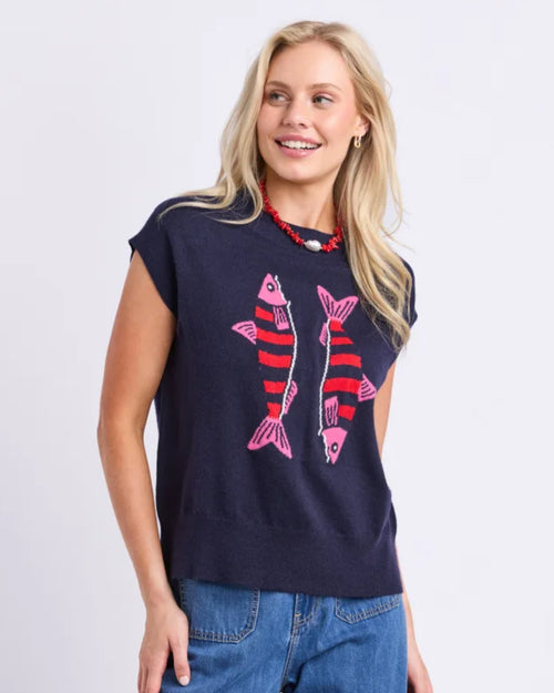 Elm Fishy Intersia Knit Navy