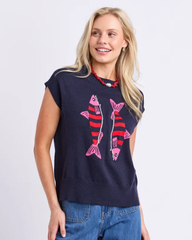 Elm Fishy Intersia Knit Navy