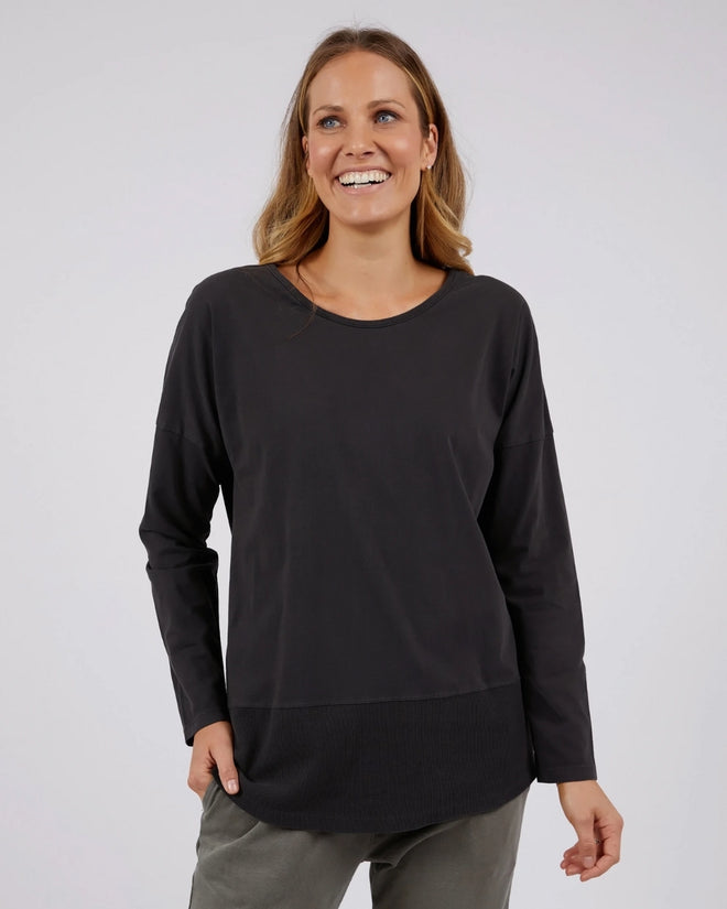 Elm Fundamental Rib Long Sleeve T Shirt Black
