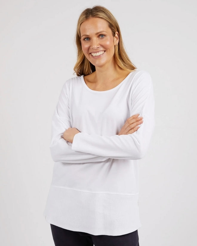 Elm Fundamental Rib Long Sleeve T Shirt White