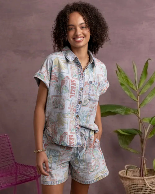 Elm Jade Printed Denim Shirt