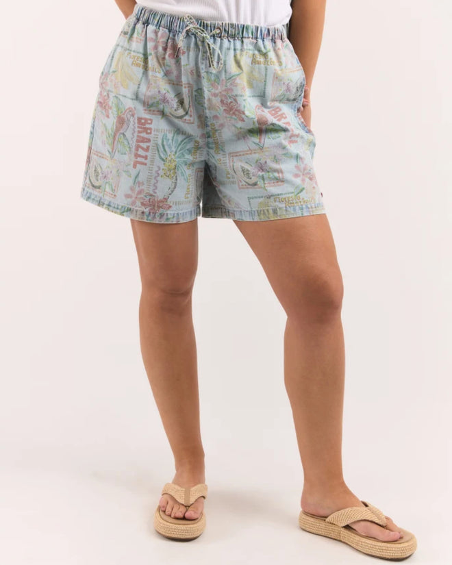 Elm Jade Printed Denim Shorts
